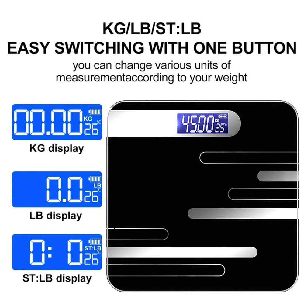 Smart Body Fat Scale Wireless LED Digital Bathroom Weight Scale Body Step On Instant Weight Readings Analyzer Testing Scale