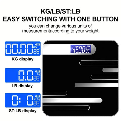 Smart Body Fat Scale Wireless LED Digital Bathroom Weight Scale Body Step On Instant Weight Readings Analyzer Testing Scale