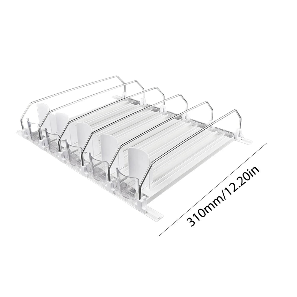 Can Shelf Pusher Adjustable WidthCanned Beverage Push Rack Spring Push Auto Beer Pusher Holder E-shaped Glide for Refrigerator