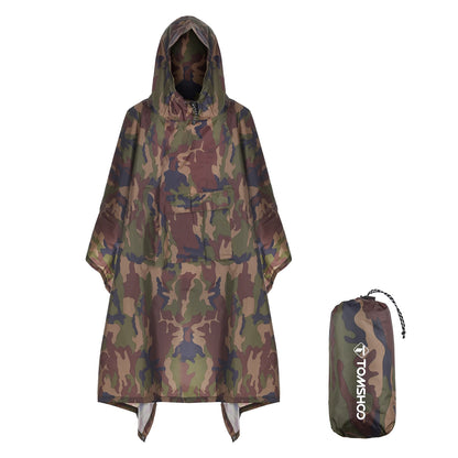 Hooded Lightweight Rain Poncho with Pocket | Waterproof Rain Gear & Sun Shelter for Camping, Hiking & Travel