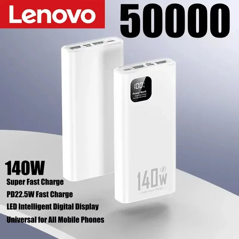 Lenovo Portable PowerBank 140W Super Fast Charging 500000mAh Large Capacity External Battery Charger Powerbank For Xiaomi iPhone