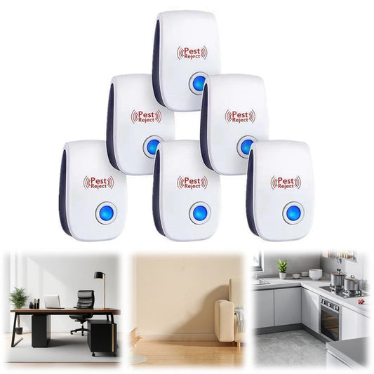 6Pcs Ultrasonic Pest Repeller Insect Bug Repeller Long Range Pest & Insect Deterrent Multi-Function for Roach Rodent Mouse Bugs