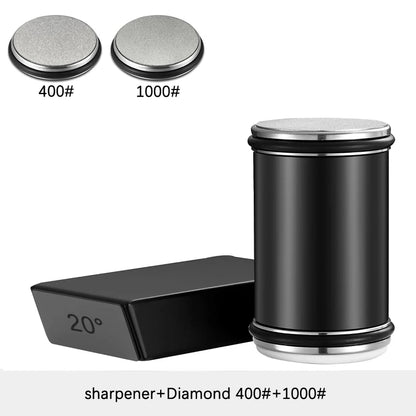 Rolling Knife Sharpener Double Sided Diamond Sharpening Stone 15/20° Degree Magnetic Angle Roller Sharpening for Kitchen Knives