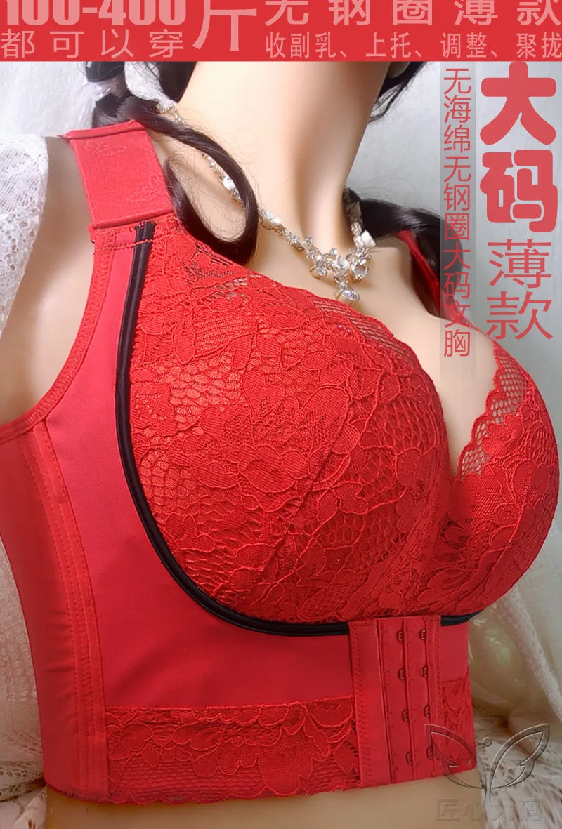 Plus Size Push Up Bra Wireless Front Closure - Seamless Comfort Bralette for Women, No Underwire Lift Support T-Shirt Bra
