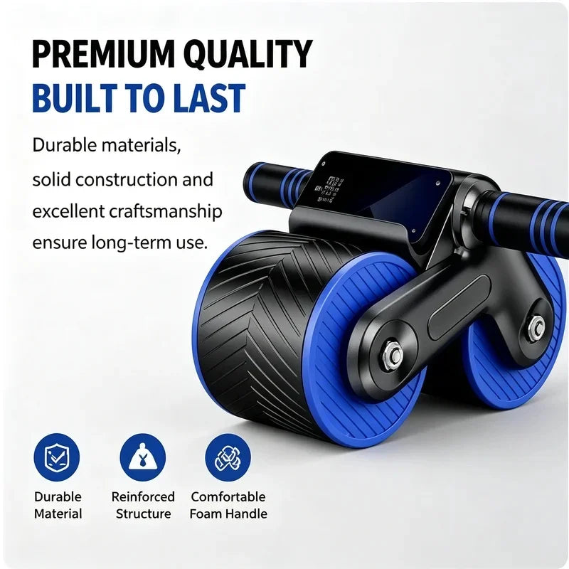 Auto Rebound Double Wheel Ab Roller With Phone Holder Non‑Slip Abdominal Exercise Roller Core Workout Equipment For Fit Beginner