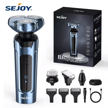 Sejoy Shaver Barber for Men 5 in 1 Electric Razor Rechargeable with Beard Trimmer Lithium Battery Portable Shavers for Travel