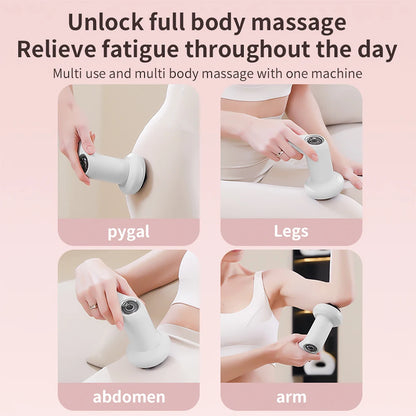 UK Electric Muscle Massager Deep Tissue Percussion Vibration Shaping Handheld Body Beauty Fat Pusher with 5 Massage Heads