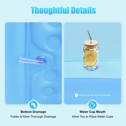 160*84*64cm Foldable Bathtub, Inflatable Bath Tub with Bubble Mat for Relaxation, Blue, Portable Soaking Tub for Home