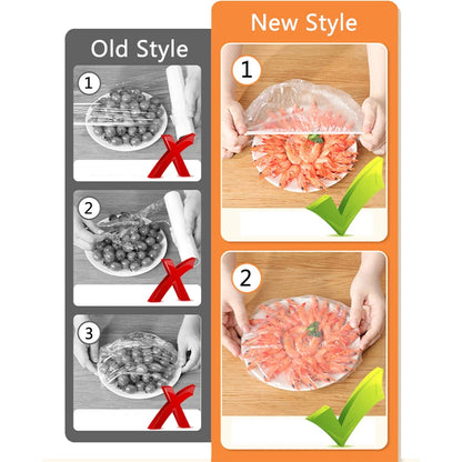 Plastic Disposable Food Cover Colorful Elastic Wrap Food Covers Fresh-keeping Lid Plate Kitchen Nylon Packaging Bags Storage Bag
