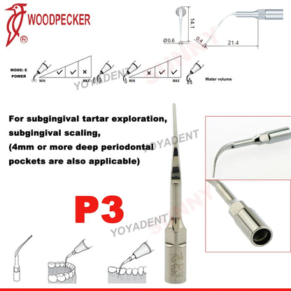 Woodpecker Dental Scaler Tips Ultrasonic Tooth Cleaning Machine Cutter Head Endo Perio Scaling Tips Fit EMS UDS Scaler Handpiece