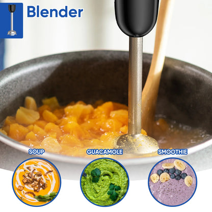 BioloMix 3-in-1 Immersion Hand Blender Stainless Steel with Sharper Blades Whisk & Milk Frother For Smoothie, Baby Food Puree