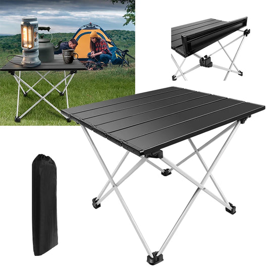 BRIEFNESS Portable Folding Table for Outdoor Picnic Camping Compact Lightweight Aluminum Alloy Garden Patio Table with Carry Bag