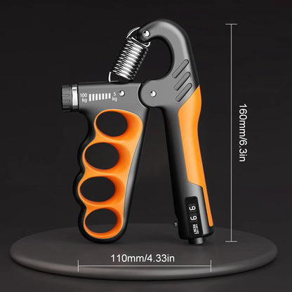 Hand Grip Strengthener 5-100Kg Adjustable Resistance Wrist Expander Anti Slip Ergonomic Hand Strength Exerciser with Counter