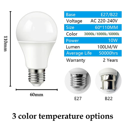 LED Dusk To Dawn Bulb 10W E27 B22 Sensor Outdoor Light AC220V AC110V  Day Night Light Auto ON/OFF LED Smart Lamp