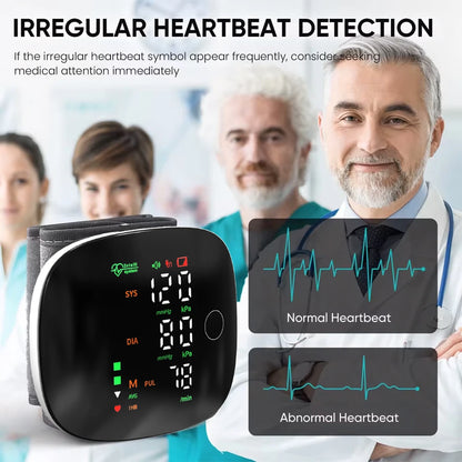 Medical Rechargeable Wrist Blood Pressure Monitor LED Display Fast Measurement Digital Tensiometer BP Tonometer Heart Rate Meter
