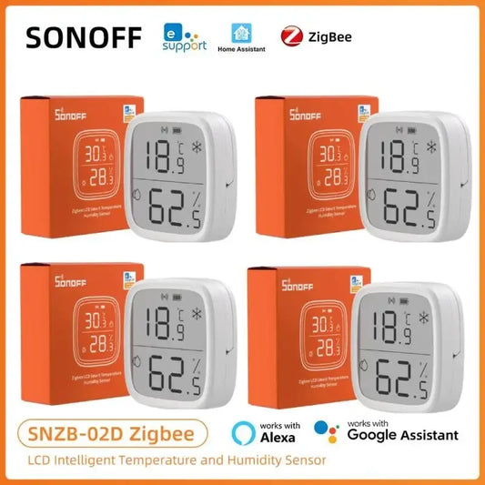 SONOFF SNZB 02D Zigbee Temperature Humidity Sensor SNZB-02D LCD Remote Real-time Monitoring Alexa Google Home Voice Control