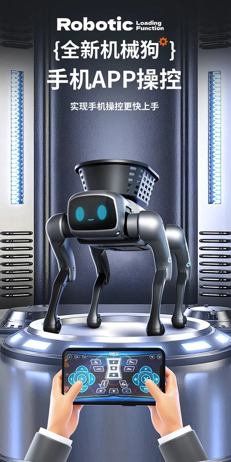 2026 New Ai Intelligent Smart Robot Dog Remote Control Toy Programmable With Loading Basket For Boys Birthday Festival Gift