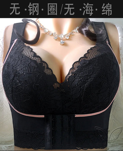 Plus Size Push Up Bra Wireless Front Closure - Seamless Comfort Bralette for Women, No Underwire Lift Support T-Shirt Bra