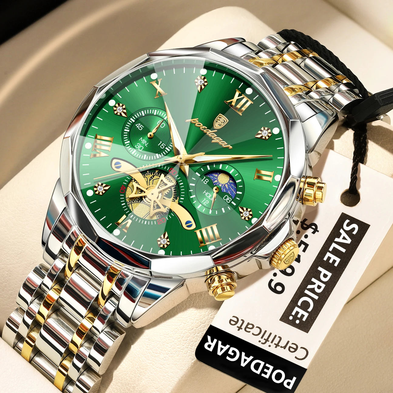 POEDAGAR Luxury Men Watch Top Original Waterproof Luminous Chronograph Man Wristwatch Stainless Steel Quartz Men's Watches Reloj