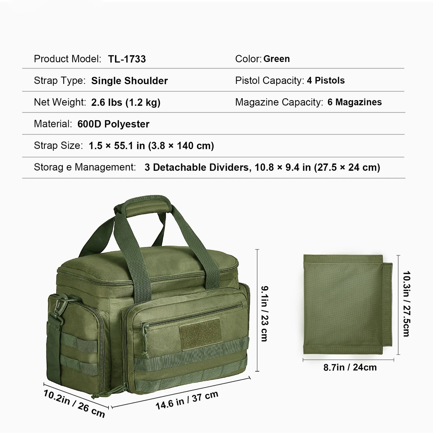 SucceBuy Tactical Range Backpack 2/6 Pistols Gun Backpack with Independent Pistol Bags and Magazines Pistol Backpack for Outdoor
