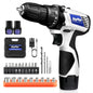 12V Cordless Drill Combo Cutter Electric Screwdriver Kit, 2 Variable Speed 18 + 1 Torque Setting, 23 Drill/Screwdriver Bits