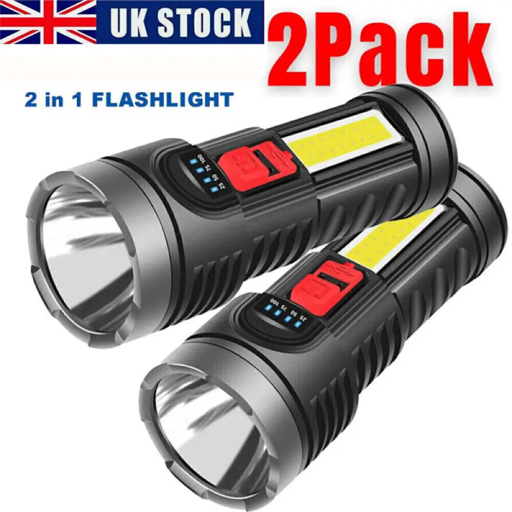 1/2pcs High Strong Power Led Flashlights Tactical Torch with Display Light USB Charging Camping Fishing Emergency Zoom Lantern