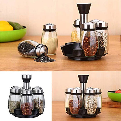 Spice Jar Glass Organizer Pepper Shakers Flavor Container Seasoning Kitchen Salt Pigs Rack Bottle Holder Flavouring Tank Shelf