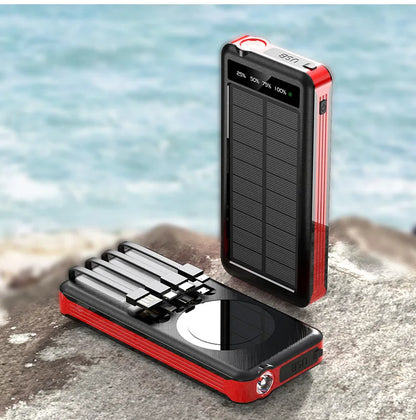 50000mAh Portable Solar Power Bank PD22.5W Ultra Fast Charging Built-in Four Wire PowerBank  for IPhone Huawei Samsung