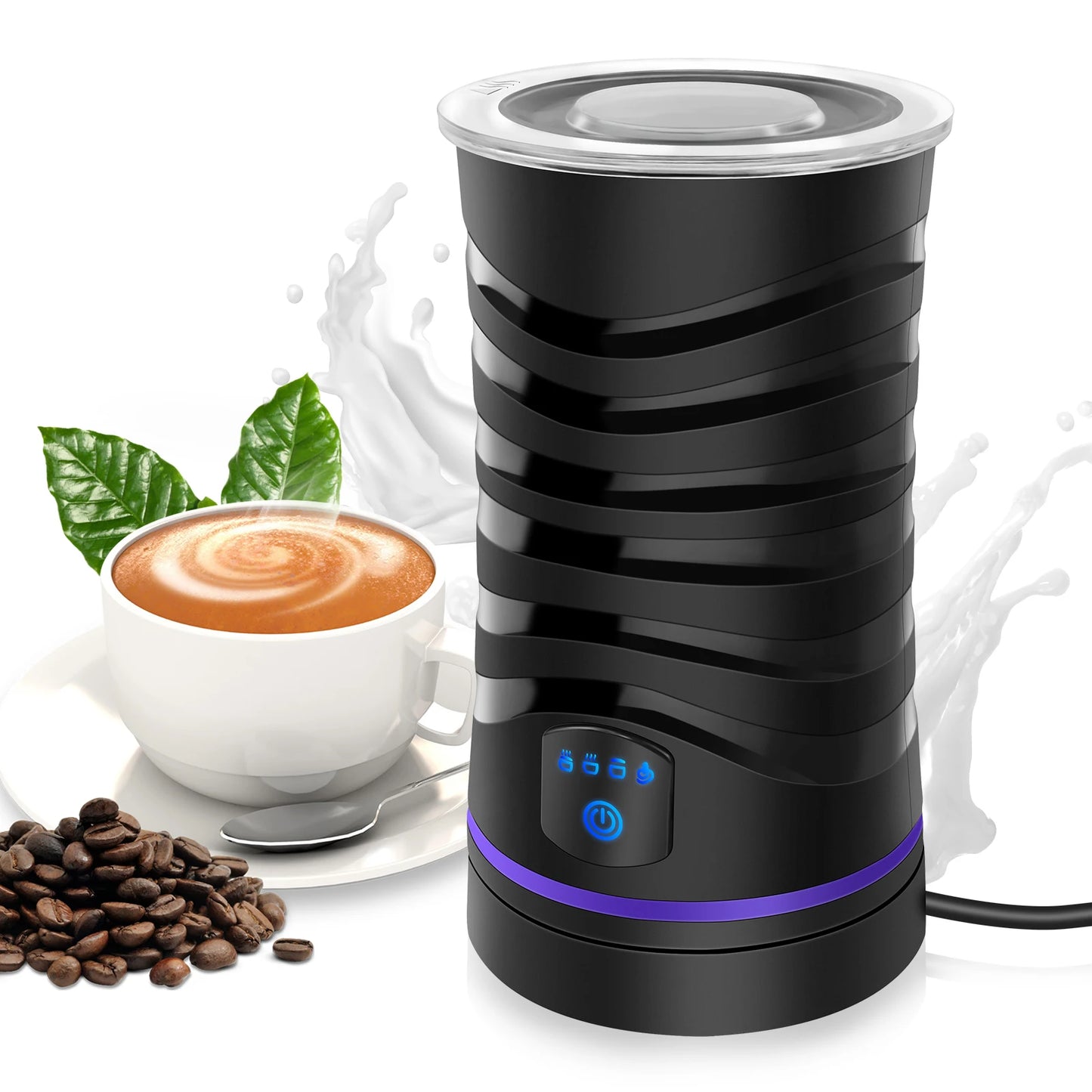 Electric Milk Frother and Steamer Hot Chocolate Machine 400W 4 in 1 Temperature Control 600ml Hot and Cold Milk Foam Maker for L