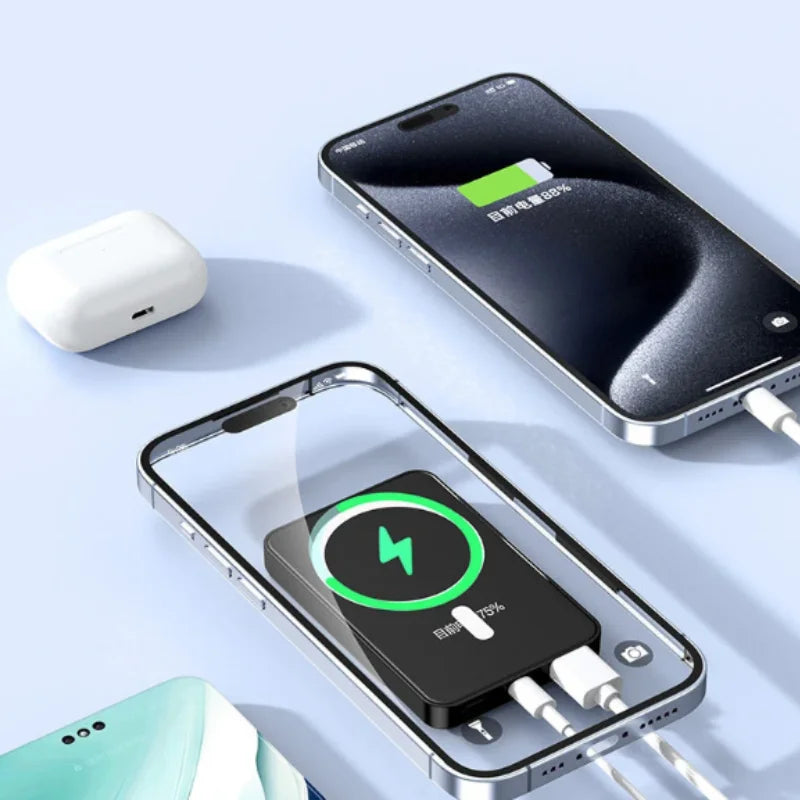 Xiaomi PD 22.5W Fast Charging Power Bank 500000mAh 15W Magsafe Wireless Charger for iPhone 16 Samsung Powerbank Magnetic Ring