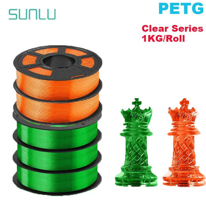 SUNLU 5Roll PETG/PETG Clear Filament 1.75 ±0.02mm 1kg Spool (2.2lbs) High Toughness Neatly Wound Filament Fit Most FDM Printer