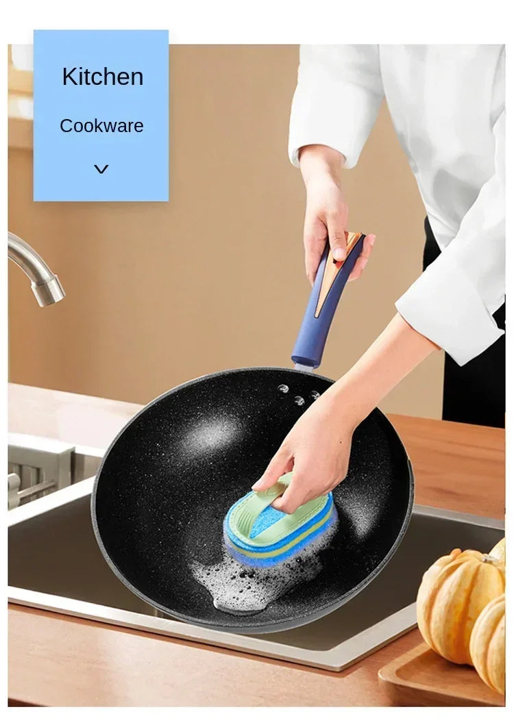 Kitchen Bathroom Toilet Cleaning Magic Sponge Glass Wall Cleaning Bath Brush Handle Sponge Ceramic Window Slot Clean Brush