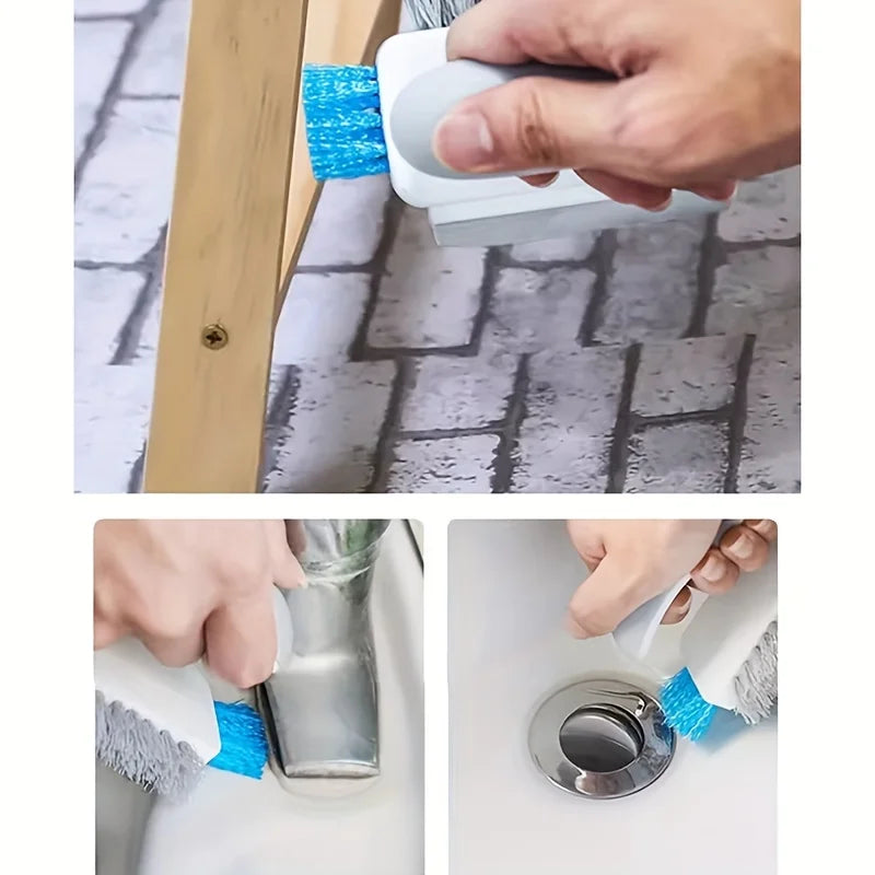 4 in 1 Brush Squeegee for Gap Groove Cleaning Tool Glass Scraper Kitchen Bathroom Floor Tire Cleaner Brushes Home Cleaning Brush