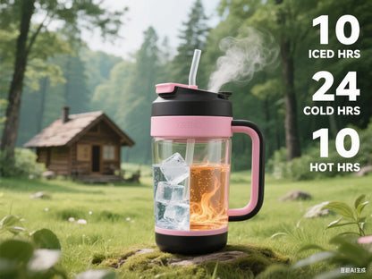 40oz Stainless Steel Insulated Water Bottle With Handle Drinking Cups Keeps Cold Tumbler With Lid Straw Mug for Summer Outdoor