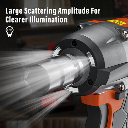 21V Cordless Impact Wrench, 1/2 inch Brushless Impact Gun, Max Torque 550Nm with 4 Socket Sets, 12 Drill Sets, 4.0Ah Battery