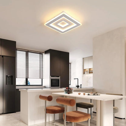Modern Square LED Ceiling Light,28W Acrylic Ceiling Lamp,White Ceiling Chandelier for Bedroom,Living Room Warm Light 3000K
