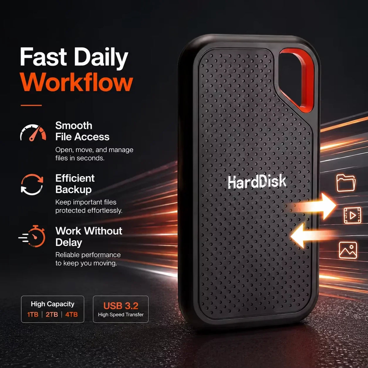 1TB External Hard Drive 2TB Portable SSD High Speed Hard Disk USB-C Original Storage Device for Laptop/PC/Phone/Mac