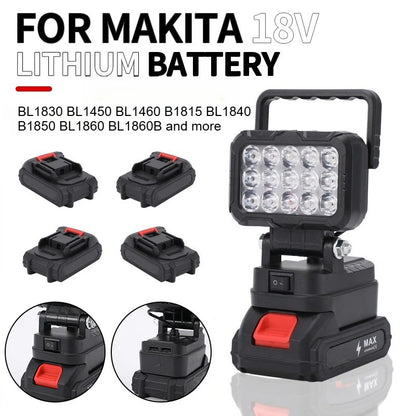 For Makita 18V Li-ion Battery Accessory BL1830 LED Work Lamp Light Torch Flashlight Lantern Camping Emergency Lighting BL1430