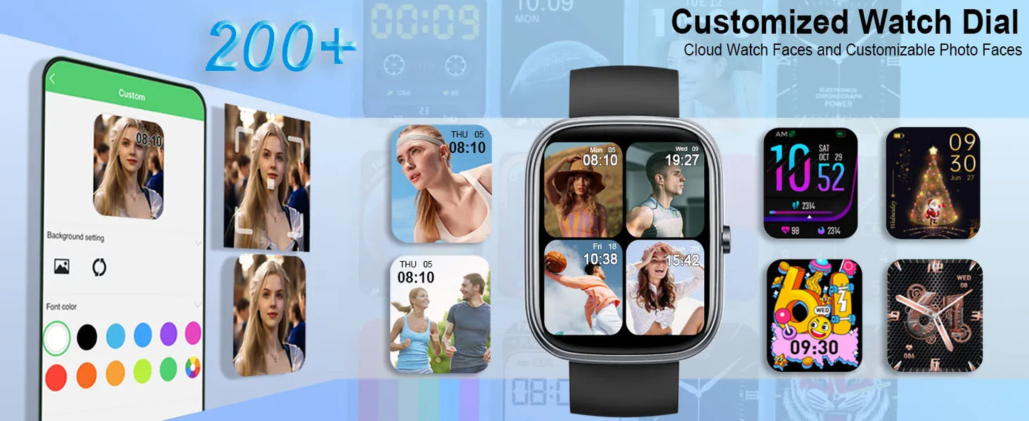Jugeman 1.91" Smartwatch (Answer/Make Call), IP68 Waterproof Fitness Tracker, 110+ Sport Modes, Heart Rate and Sleep Monit.