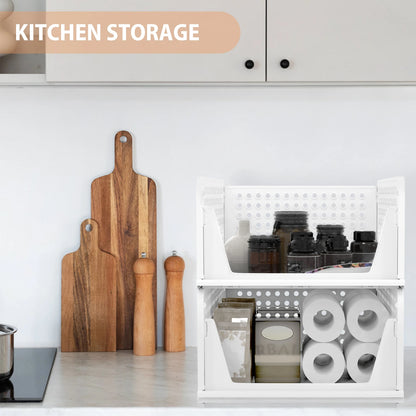 Wardrobe Storage Organiser, 4 Pack Stackable Storage Boxes Clothes Storage,Cupboard Storage Organiser, Under Sink Storage