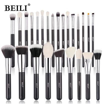 BEILI Black Makeup Brush Sets Professional Natural Goat Fiber Hair Brush Foundation Kakubi Contour Eyeshadow Beauty Tool brochas