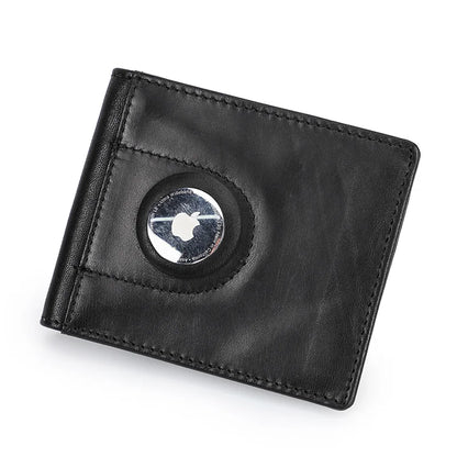 CONTACT'S Genuine Leather Men Slim Wallet RFID Casual Money Clip Male Wallets Airtag Holder Credit Card Small Purse Coin Pocket