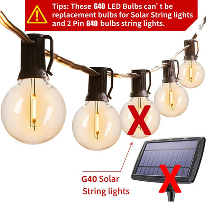 Plastic LED Filament Bulb E12 Screw Socket Shatterproof G40 220V 110V 1W Outdoor Globe Garland String Light Replacement Bulb