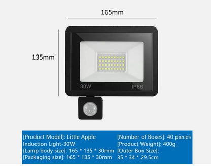 Slim LED Security Floodlight Garden PIR Motion Sensor Wall Flood Light ColdWhite