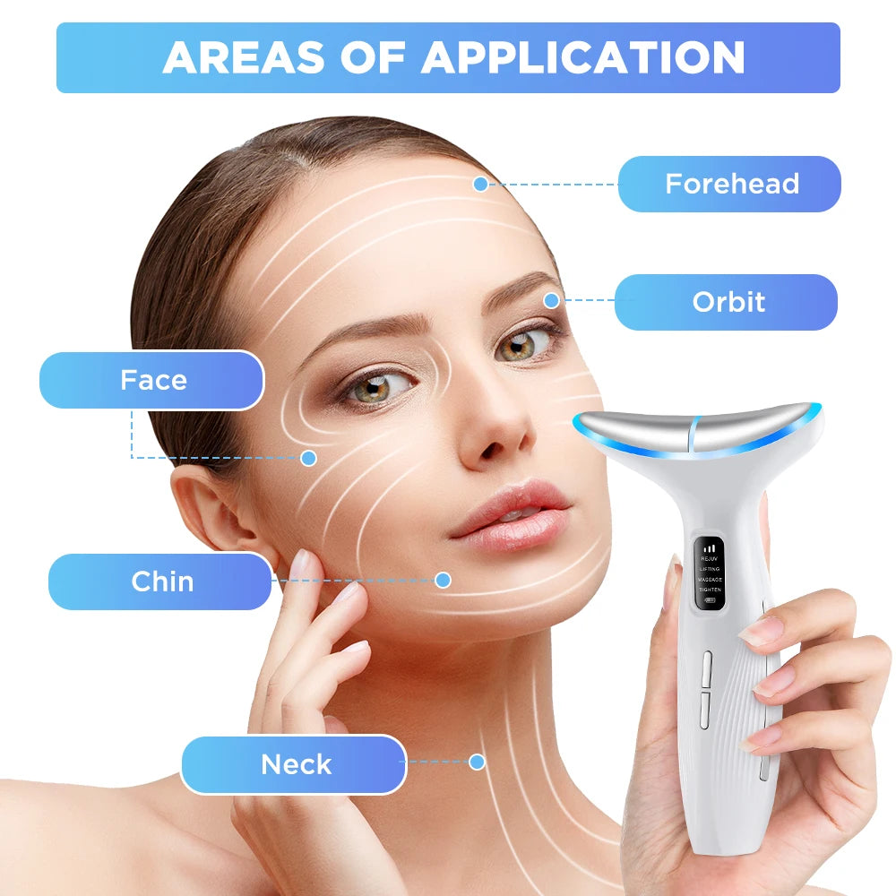 UK Stock LED Neck Beauty Device EMS Facial Lifting Firming Massage Beauty Skin Care Vibration Facial Massage Double Chin Remover
