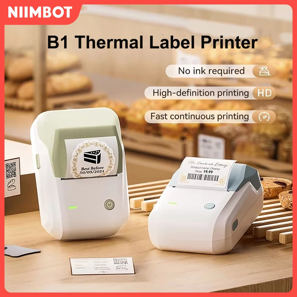 Niimbot B1 Label Maker 2inch Bluetooth Thermal Label Printer for Home Mailing Bakery Grocery Compatible with Phone Computer