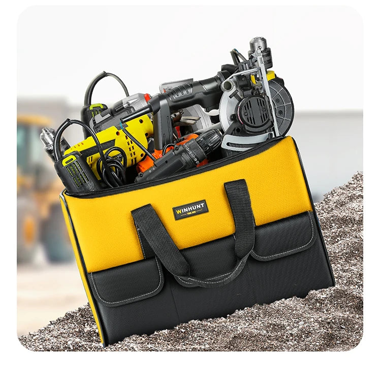 17 Inch Tool Bag, Large Tool Bag with 6 Exterior Pockets Electrician Tool Bag, for DIY Enthusiasts and Craftsmen
