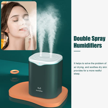 2L Double Spray Humidifiers with LED light Cool Mist Auto Shut-Off Humidifier Portable Desk Humidifiers for Bedroom Home  Room