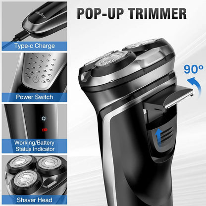 SEJOY Electric Shavers for Men Cordless Razor Hair Trimmer Waterproof IPX7 Travel Hairber Shaving Machine Home Appliances