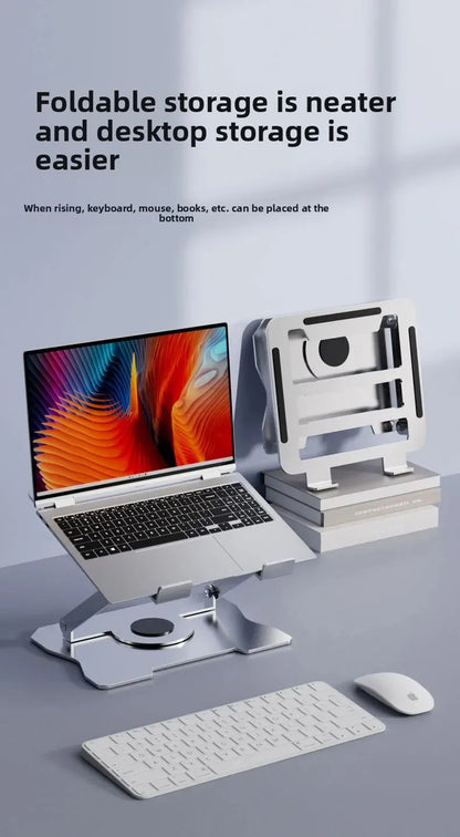 No-Install Notebook Tablet Stand Foldable Alloy Heat Sink Rotatable Display Elevation Frame Lightweight Portable Computer Holder